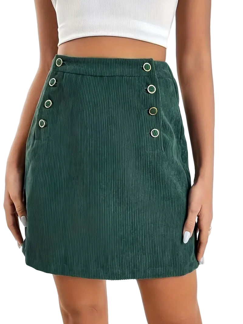 Women's High-Waisted Mini Skirt with Buttons