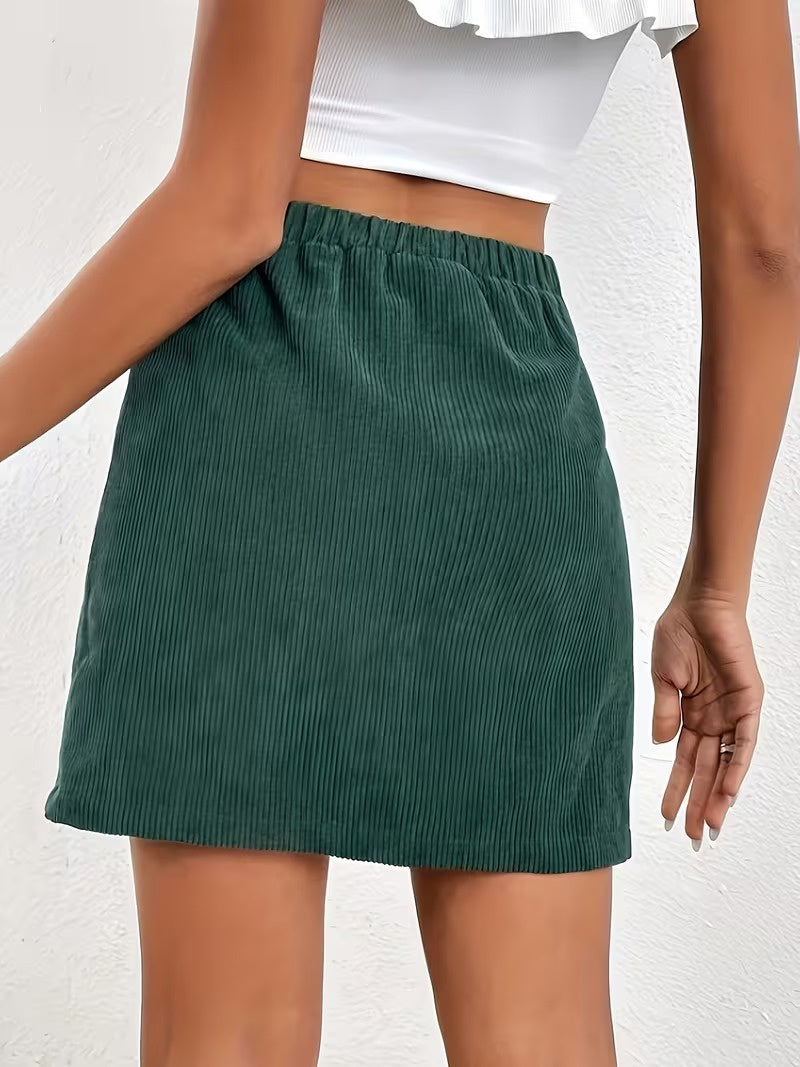 Women's High-Waisted Mini Skirt with Buttons