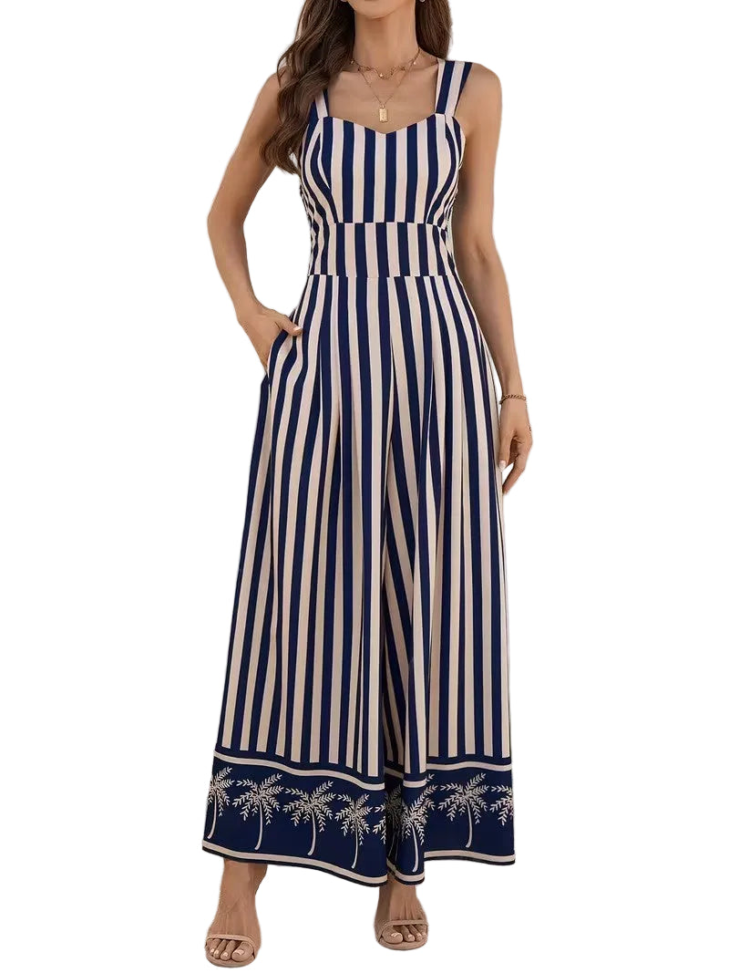 Women's Wide-Leg Jumpsuit with Stripes