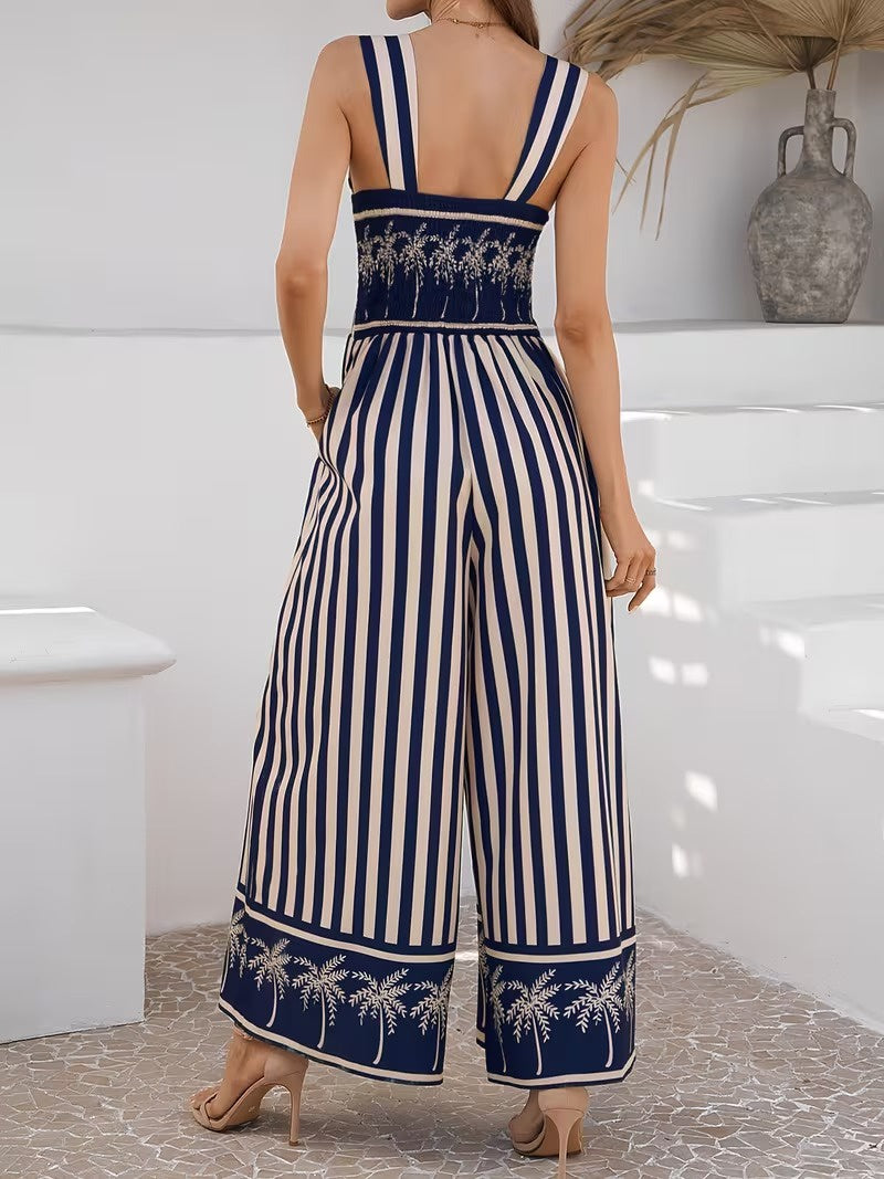 Women's Wide-Leg Jumpsuit with Stripes